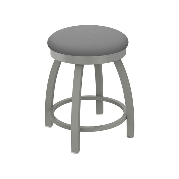 18" Swivel Vanity Stool, Nickel Finish, Canter Grey Seat